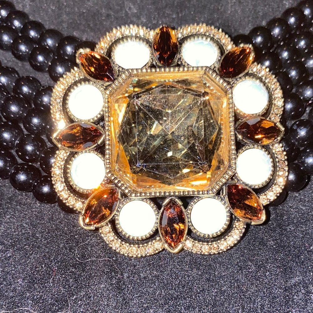 Authentic Heidi Daus Elegant Know How Black Brown and Gold Beaded Necklace - Picture 4 of 8